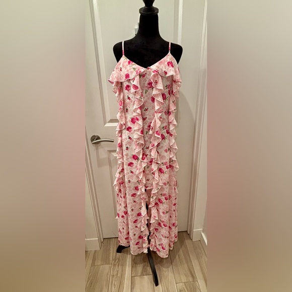 NWT Jessica Simpson ruffled rose maxi Dress - M - Picture 1 of 12